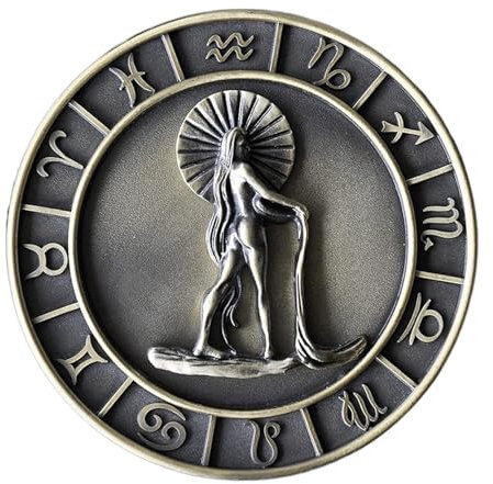 OXOAMP Schmuckkästen Schmuckkästchen mit zwölf Sternbildern, Schmuck-Organizer-Box, runde Ringbox aus Metall Geschenke(Aquarius)