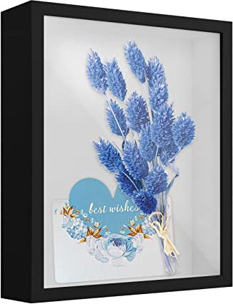 Bhoulandi 3D Shadow Box, 22 x 27 cm Wooden 3D Photo Frame for Wall and Tabletop, Deep Picture Frame Display Box for Flower Medal Memorabilia Crafts Tickets (Black 5CM)