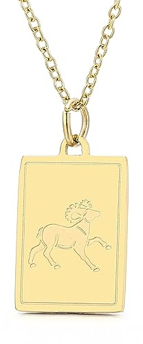 HIJONES Collana di Costellazioni per Donna in Acciaio Inossidabile Ciondolo Oroscopo Segni zodiacali Quadrato Oro Ariete