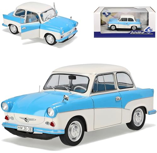alles-meine.de GmbH Trabant P50 Limousine Blau Weiss 1958-1962 Limitiert auf 1000 Stück Weltweit 1/18 Solido Modell Auto mit individiuellem Wunschkennzeichen