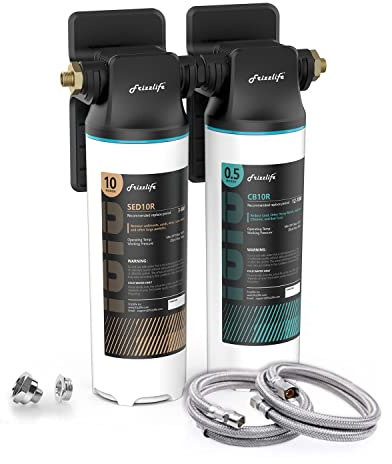 Frizzlife DW10 Under Sink Water Filter System, NSF/ANSI 53&42 Certified Elements, Reduces 99.99% Lead, Chlorine, Fluoride, Bad Taste & Odor, Direct Connect 2-Stage Water Filter, 0.5 Micron, USA Tech