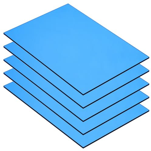 QUARKZMAN 5 Pz Lastre in Pmma Acrilico Trasparente Colorato 7 x 5Pollici Lastre in Acrilico Blu per Progetti Fai da Te, Arte, Creazioni, Taglio e Incisione Laser