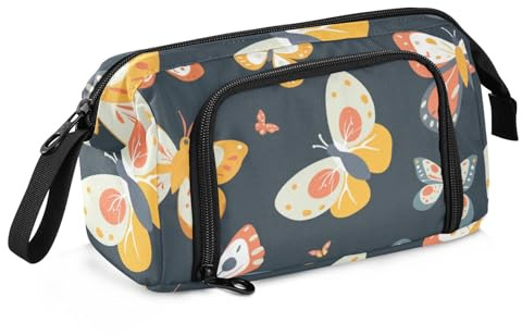 Mnsruu Federmäppchen mit großem Fassungsvermögen, Vintage-Schmetterling, Stifteetui, Schreibwaren-Tasche, Schule, Uni, Büro, Organizer für Teenager, Erwachsene, Studenten, Vintage Schmetterling,