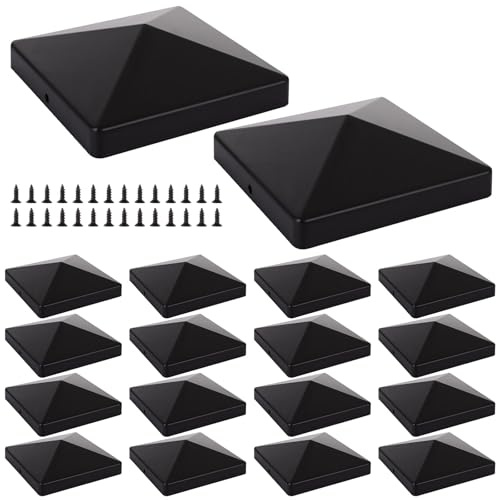APACALI 20PCS Fence Post Caps 4 x 4inch, 106 x 106mm Fence Post Toppers, Deck Post Caps, Fence Post Covers for Fence Post Protection and Decoration, Black