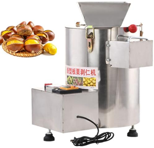 Máquina peladora y descascaradora de castañas - 175 kg/h - Máquina peladora y descascaradora de castañas eléctrica comercial - 18 cuchillas - Temporizador + timbre,12Vbattery