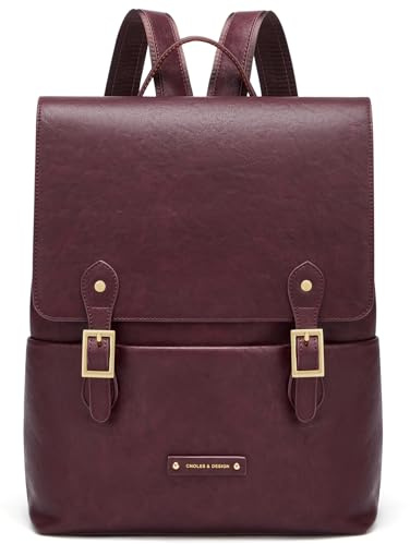 Cnolés Leder Rucksack für Damen Multifunktionaler Vintage Schule Tagesrucksack Weiche Schultertasche aus Leder für Shopping Laptop