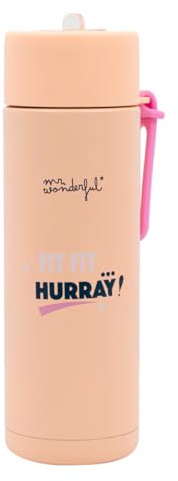 Mr. Wonderful - Botella térmica - Fit fit... hurray! - Botella de acero inoxidable - Botella térmica de doble capa - LIbre de BPA - Capacidad 750 ml
