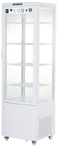 METRO Professional Kühlvitrine mit Glastür GGC3235, 235 L, 4 verstellbare Einlegeböden, mit Rädern, LED-Beleuchtung, Weiß