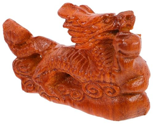 VALICLUD Drachenfigur Aus Holz Handgefertigt Tischdekoration Stabil Kippsicher Filigranes Design Schreibtisch Ornament 10cm Palisanderholz