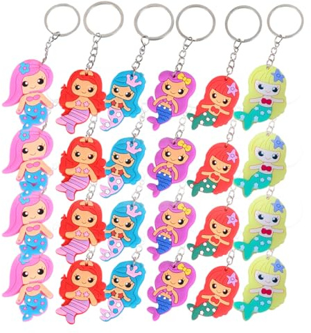 Juguta 24x Portachiavi sirena sirenetta per bomboniere festa compleanno bambine, accessori decorazioni sirena pensierini regalini omaggi regalo ringraziamento per ospiti per feste a tema principessa