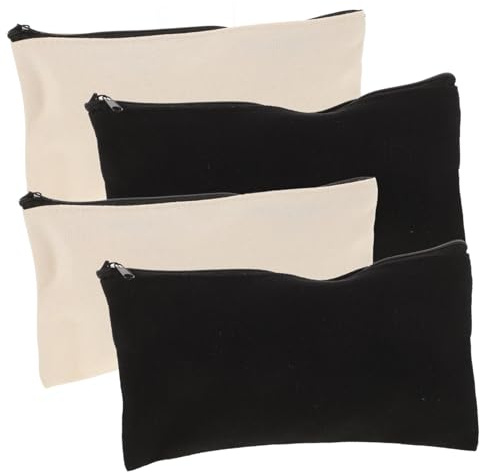 SEWACC Canvas Aufbewahrungstasche mit Reißverschluss Leicht zu Tragen 4 Stück-Pack Handliches Federmäppchen 12x21cm für Reise und Selbstgemacht Projekte