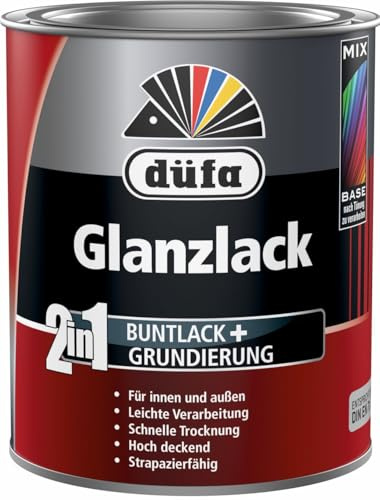 düfa 2in1 Glanzlack RAL 9005 Tiefschwarz 750ml schwarz glänzend Lack + Grundierung │ für Innen- und Außenbereich