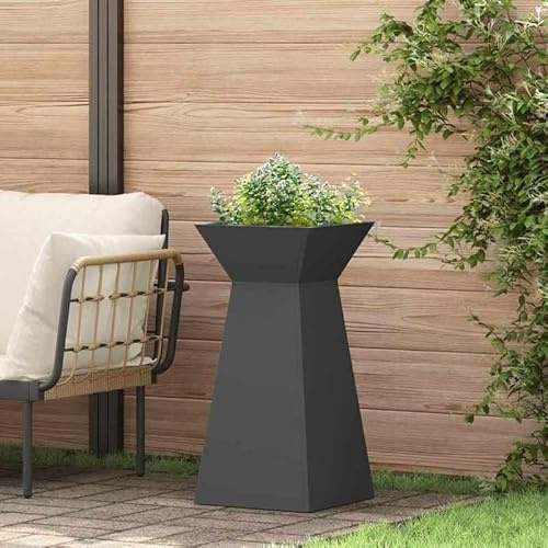 Colonne de plantes noire 35 x 35 x 73 cm – Jardinière surélevée pour balcon et jardin, résistant aux intempéries et durable – Idéal pour herbes et fleurs