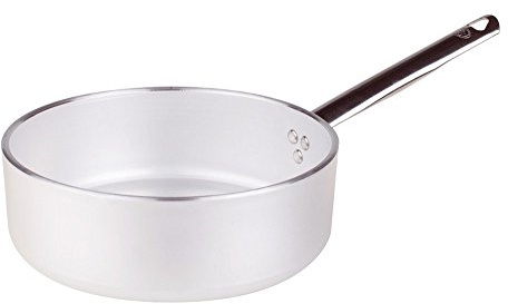 Agnelli Ollas Cazuela Baja Espesor de Aluminio de 5 mm, con Mango de Acero Inoxidable, Plata