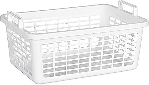 Wäschekorb eckig 85l weiß 80x55x30cm mit hochstehenden Griffen