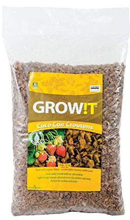 GROW!T AD113000 - CoCo Coir Croutons, (28 Liter Bag) - Organic Alternative to Clay Pellets or Rocks, Fresh Water Rinsed and Ready to be used, Porous structure for Easy Root Penetration