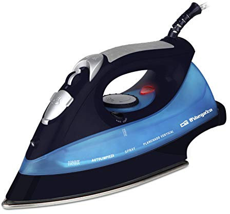 Orbegozo SV 2680 - Plancha Ropa Vapor, 2600 W de Potencia, Suela Inox, Función Autolimpieza, Sistema de Planchado en Seco y con Vapor, Regulador de Temperatura, Azul/ Negra