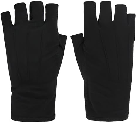 Ylucky Lightweight Summer Fingerless Gloves Men Women UV Sun Protection Driving Cotton Gloves Nonslip Touchscreen Mittens Black