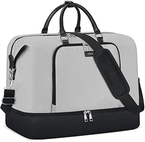 Travel Weekender Bags for Women, Overnight Bag with Shoe Compartment, Oversized Travel Duffel Bag Carry On Tote with Trolley Sleeve 21 for Weekend Travel Business Trip