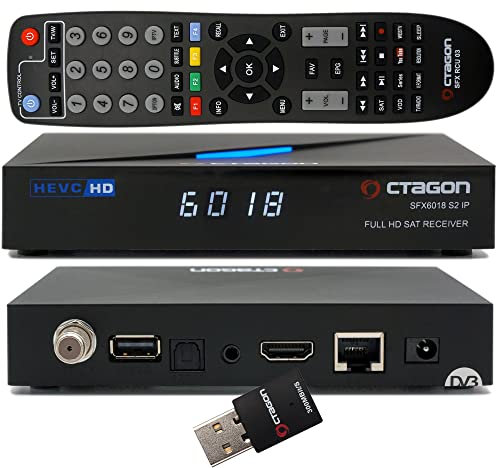 OCTAGON SFX6018 S2+IP 1x DVB-S2 HD H.265 HEVC, E2 Linux Smart Receiver, ricevitore satellitare, funzione di registrazione, lettore di schede, YouTube, Web Radio, 300 Mbit/s WiFi, HDMI
