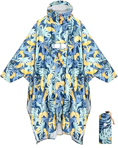 Anyoo - Poncho de lluvia impermeable con mangas y bolsillo, ligero y reutilizable. Chaqueta de lluvia con capucha para actividades al aire libre, unisex, talla única, Talla única