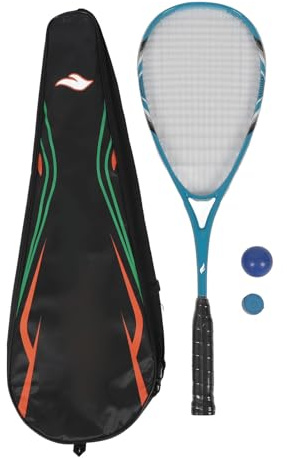 SPYMINNPOO Squash Racket, Lightweight Oversized with Transparent Strings Pre Tensioned Oversized Racket Face and Power Versatile for Squash Courts Parks Beach (Blue
