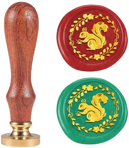 DELORIGIN Wachs Siegelstempel Mit Girlande Und Eichhörnchen Abnehmbarer Siegelkopf Aus Messing Vintage Siegelstempel Mit Geprägtem Buchstaben Für Einladungen Partys Geschenkverpackungen Dekoration