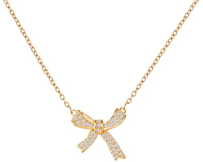 GUYATAN Gold Necklace for Women 14K Gold Plated Bow Necklace Butterfly Choker Fashion Jewelry Gifts for Women (Bow)