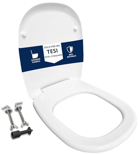 HYDRO HOME Copriwater Compatibile con Ideal Standard Tesi,Tavoletta WC Termoindurente Avvolgente, Sedile WC robusto, Cerniere Fisse in Acciaio Inox, Binaco, Montaggio rapido, Bianco