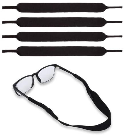 JYNXOR 4 pcs Cinturino per Occhiali Galleggianti, Cinturino per Occhiali Porta Occhiali da Sole Anti-smarrimento Cinghie per Occhiali per Sport Acquatici Canottaggio Kayak Surf Uomo Donna,Nero