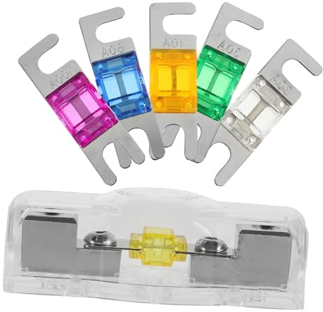 Amosfun Soporte de Fusibles para Audio Coche y Barco y Resistente Compatible con Varios Amperajes Protección Fiable para Sistemas Eléctricos y Audio Automotriz