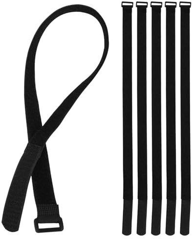 DOITOOL Lot de 6 Sangles de Fixation Réglables Noires 25Mm X 600Mm pour Parasol de Terrasse Sangle Stabilisatrice Réutilisable Anti-Vent Multifonction pour Jardin et Plage