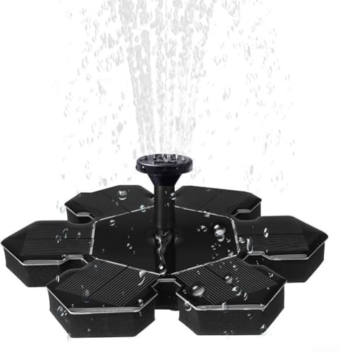 Hasaller Fontaine solaire 4 modes pour bassin de jardin ou bain d'oiseaux avec panneau de 205 mm 7 V 1,4 W DC 3-12 V jusqu'à 60 cm Hauteur de pulvérisation 180 l/h Débit inclus 4 buses Noir