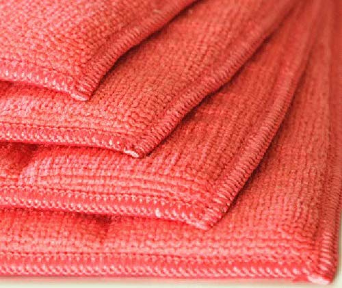 Microfaser Aktiv Power Pads 4 Stück Set - handlich, gründlich, universell - Mikrofaser-Schwammtuch 23 x 17 cm, rot