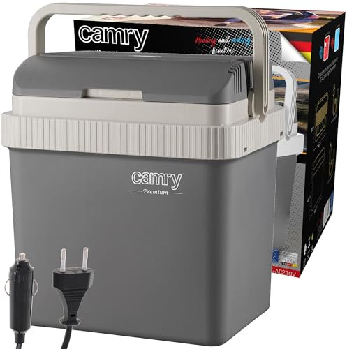 Camry CR 8065 Tragbare Elektrische Kühlbox, 21 Liter, Camping-Kühlschrank, 12 V und 220-240V für Auto, Kühl- und Warmhaltefunktion, Energiesparmodus, Grau