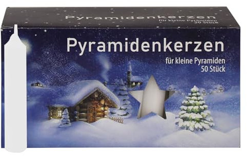 Pyramidenkerzen klein, weiß ca. 14 x 74 mm / 50 Stück/Pack, Weihnachtskerzen, Adventskerzen, Christbaumkerzen, Baumkerzen, Kerzen