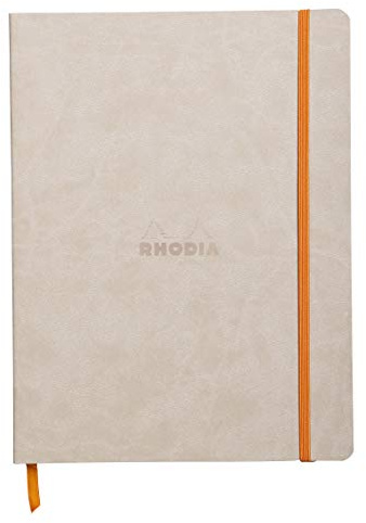 Rhodia 117505C Notizheft (mit weichem Umschlag, liniert, 80 Blatt, 19 x 25 cm) beige