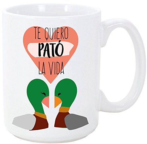 MUGFFINS Taza para Enamorados/San Valentín - Te Quiero Pató la Vida - 350 ml - Tazas Desayuno Originales con Frases de Regalo para Novios/Novias …