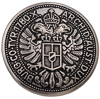 Knöpfe silber glänzend geschwärzt Metall Münze Adler Trachten Trachtenjacke Dirndl made in Germany (6 Stück) (23mm)
