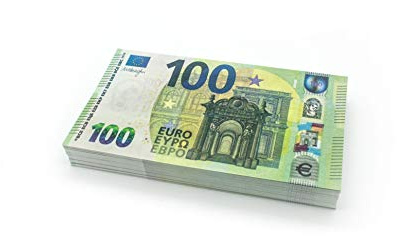 Cashbricks® Banconote finte, 100 x 100 euro, in formato ridotto, 75% delle dimensioni reali
