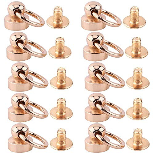 FTVOGUE 10pcs Craft Rivets Brass Studs Screw Back Round Head Ring for DIY Leathercraft Belt Strap Bag Shoes Decoration