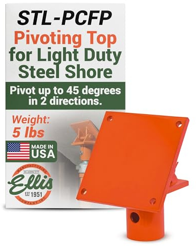 Ellis Manufacturing Company - U-Head Top - Pivoting Perpendicular for Light Duty Steel Shores - Pivots Up to 45 Degrees in Two Directions - Ideal for Floor Jack & Rod Stand Support - Flat Plate