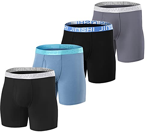 JINSHIKLUIO - Boxer da Uomo a Gamba Lunga, Elasticizzati, in Morbida Fibra di bambù - Multicolore - 3XL/Cintola 122/127 cm