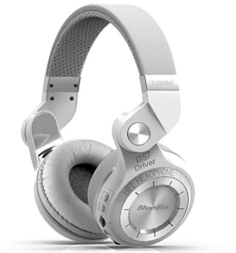 Bluedio Wireless Bluetooth Headphones Foldable Over Ear Headphones with Micro SD Card Slot/FM Radio/Support Amazon Web Services/Mic/Wired for Cell Phones/TV/PC (White)