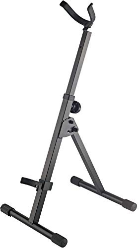 K&M 14415 Bariton-Saxophonständer Schwarz Stahl – Besonders robust und stabil – Höhe bis 92 cm flexibel verstellbar