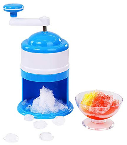 Ice Shaver Crusher Portable Hand Crank Manual Shaved Ice Machine Blender Home Use for Snow Cones Frozen Drinks Smoothie with Stainless Steel Blades