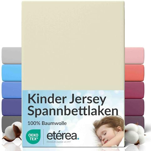 etérea Jersey Spannbettlaken 80x160-80x180 cm Natur bis 25cm Höhe Bettlaken | 100% Baumwolle Jersey Spannbetttuch · Rundumgummizug bis 25 cm Steghöhe · bügelfrei & pflegeleicht · OEKO-TEX Made in Green