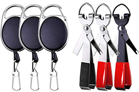 HiBD Fishing Quick Knot Bindewerkzeug 3 Sets Edelstahl 4 in 1 Werkzeug Inklusive Quick Knot Knoter Fliegenschnurclipper Hakenspitzer Hakenöse Nadel mit Zinger Retraktor