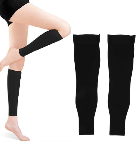 1 Pair Compression Stockings for Men and Women, 23-32 mmHg Support Open Toe Thigh Length Hose Sleeve High Compression Socks for Varicose Veins Treatment (Black - M)