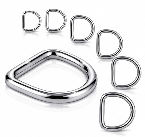 PROTECH 10 Stück D-Ring Edelstahlringe - Ring 3x20mm Halbrunder Ring aus rostfreiem Edelstahl A4 V4A geschweißt poliert Stahlring